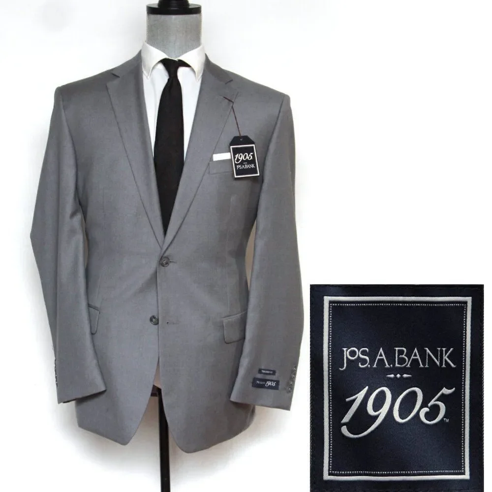 43R Jos A Bank 1905 Navy Mens Sportcoat Blazer Jacket‎ Tailored Fit Grey D040200